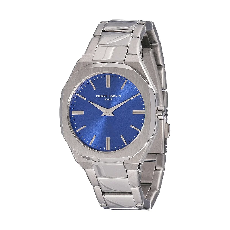 Élysée Chrysanthème Ladies’ Watch - Stainless Steel Case, Blue Dial with Stainless Steel Band