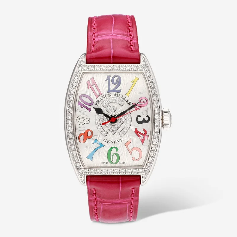 Franck Muller Cintree Curvex Color Dreams 18K White Gold FM LOGO LE Diamond Automatic Ladies Watch 7500SCATFOD1RCOLDRFMD