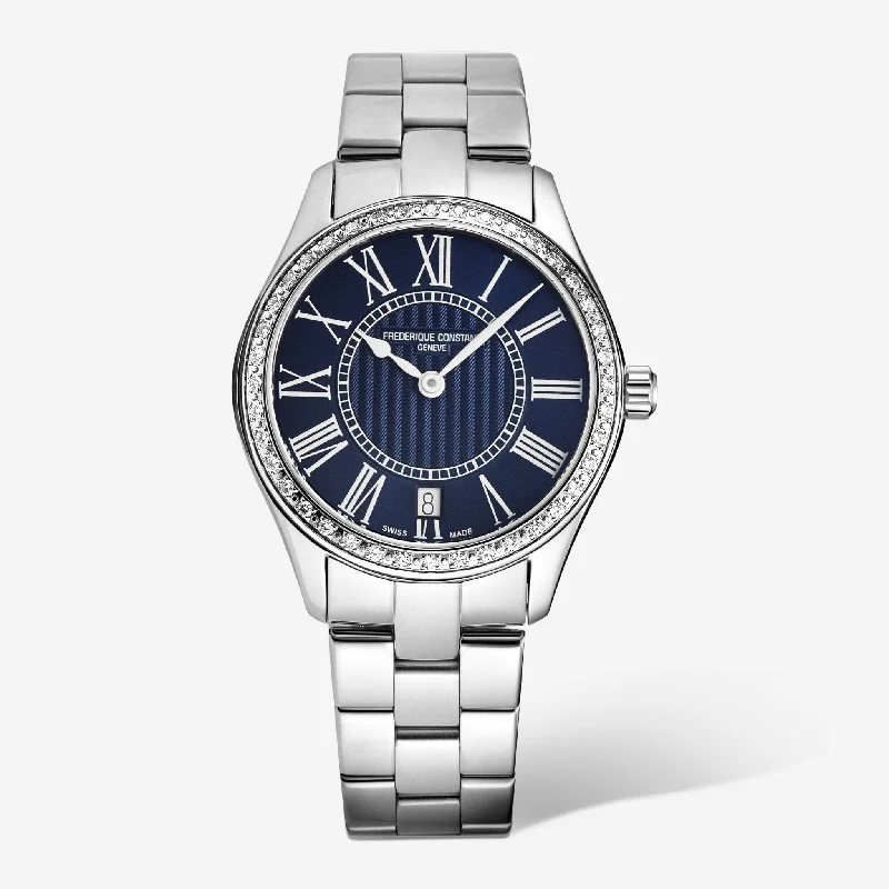 Frederique Constant Classics Blue Dial Stainless Steel Quartz Ladies Watch FC-220MN3BD6B