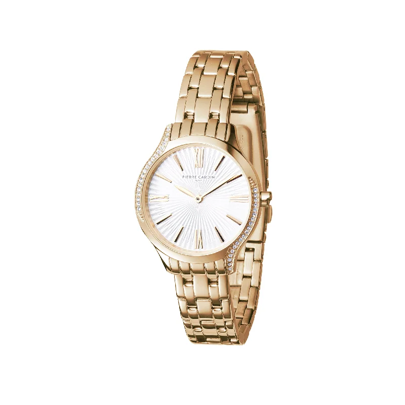 Gaillon Regal Ladies Gold Watch with Silver White Dial