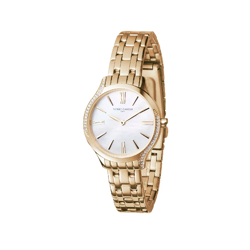 Gaillon Regal Ladies Gold Watch with White Mother of Pearl Dial