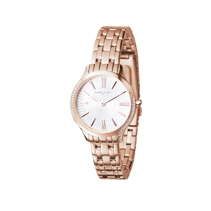 Gaillon Regal Ladies Rose Gold Watch with Silver White Dial