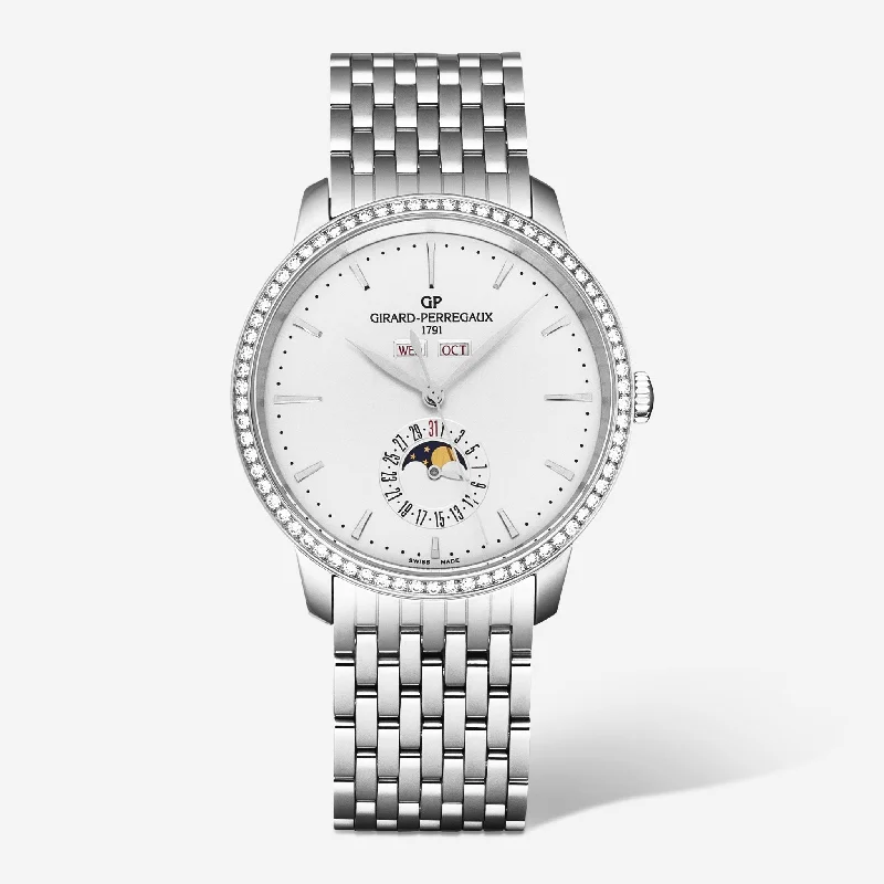 Girard-Perregaux 1966 Full Calendar Diamond Stainless Steel Automatic Ladies Watch 49535D11A131-11A