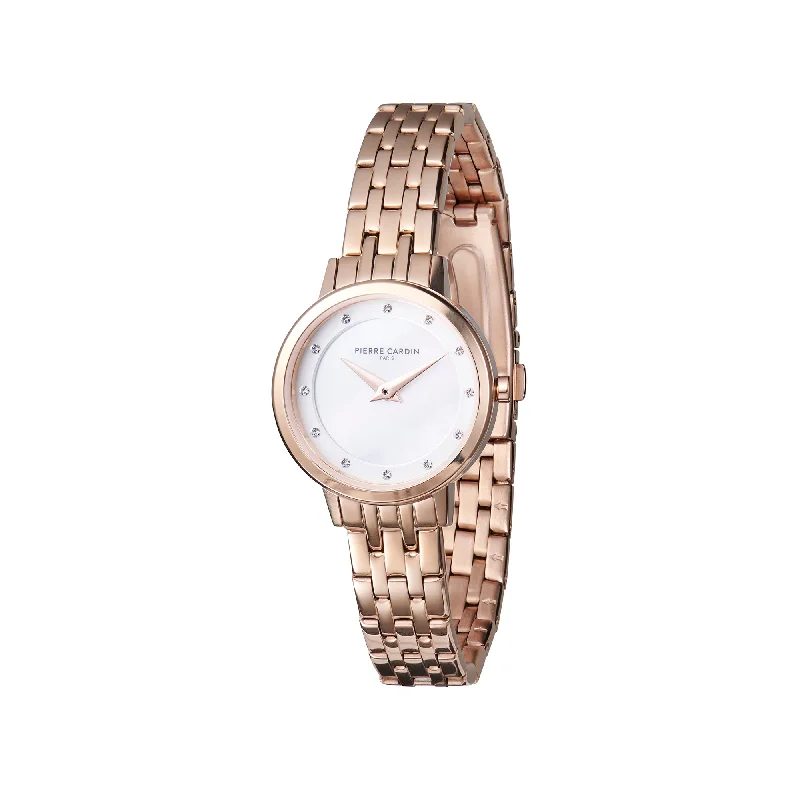 Goutte d'Or Lustre Ladies Rose Gold Watch with White Mother of Pearl Dial