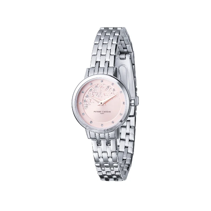 Goutte d'Or Lustre Ladies Stainless Steel Watch with Pale Pink Dial