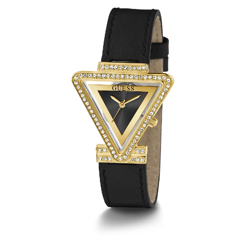 GUESS Ladies Black Gold Tone Analog Watch