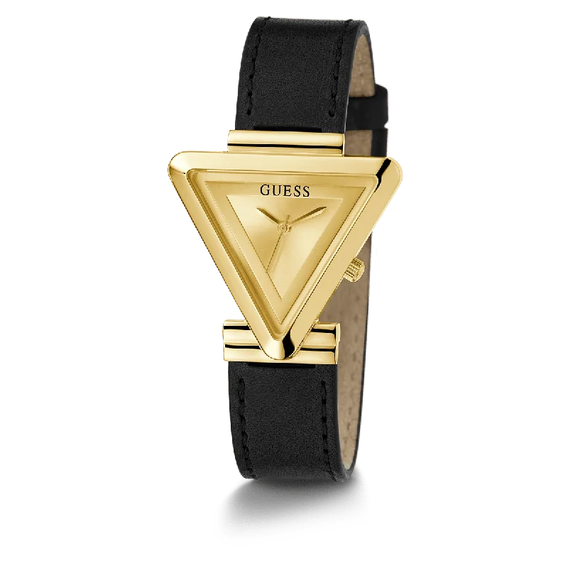 GUESS Ladies Black Gold Tone Analog Watch