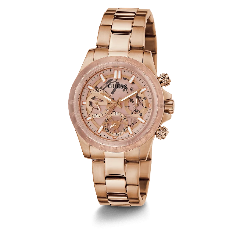 GUESS Ladies Rose Gold Tone 2-Tone Multi-Function Watch