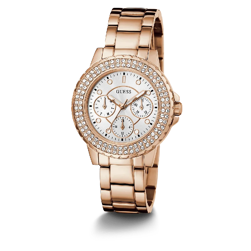 GUESS Ladies Rose Gold Tone Multi-Function Watch