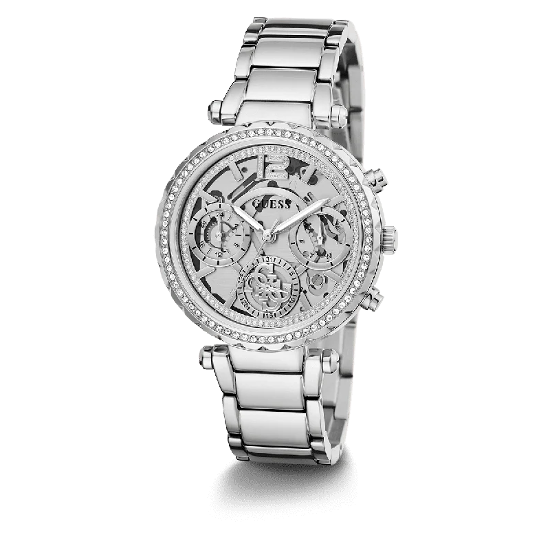 GUESS Ladies Silver Tone Multi-Function Watch