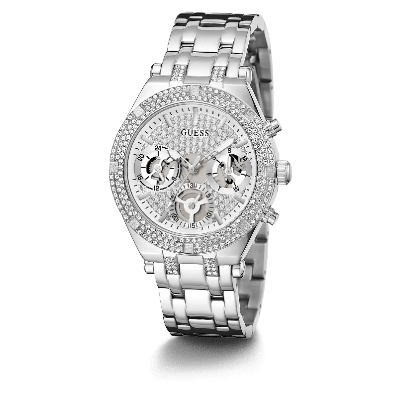 GUESS Ladies Silver Tone Multi-Function Watch