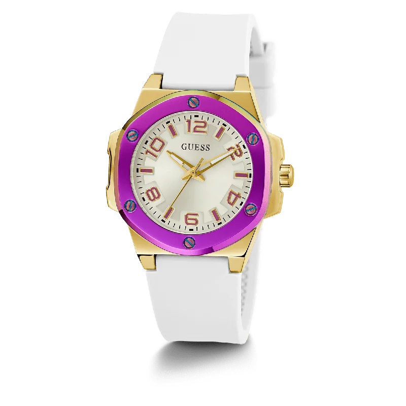 GUESS Ladies White 2-Tone Analog Watch