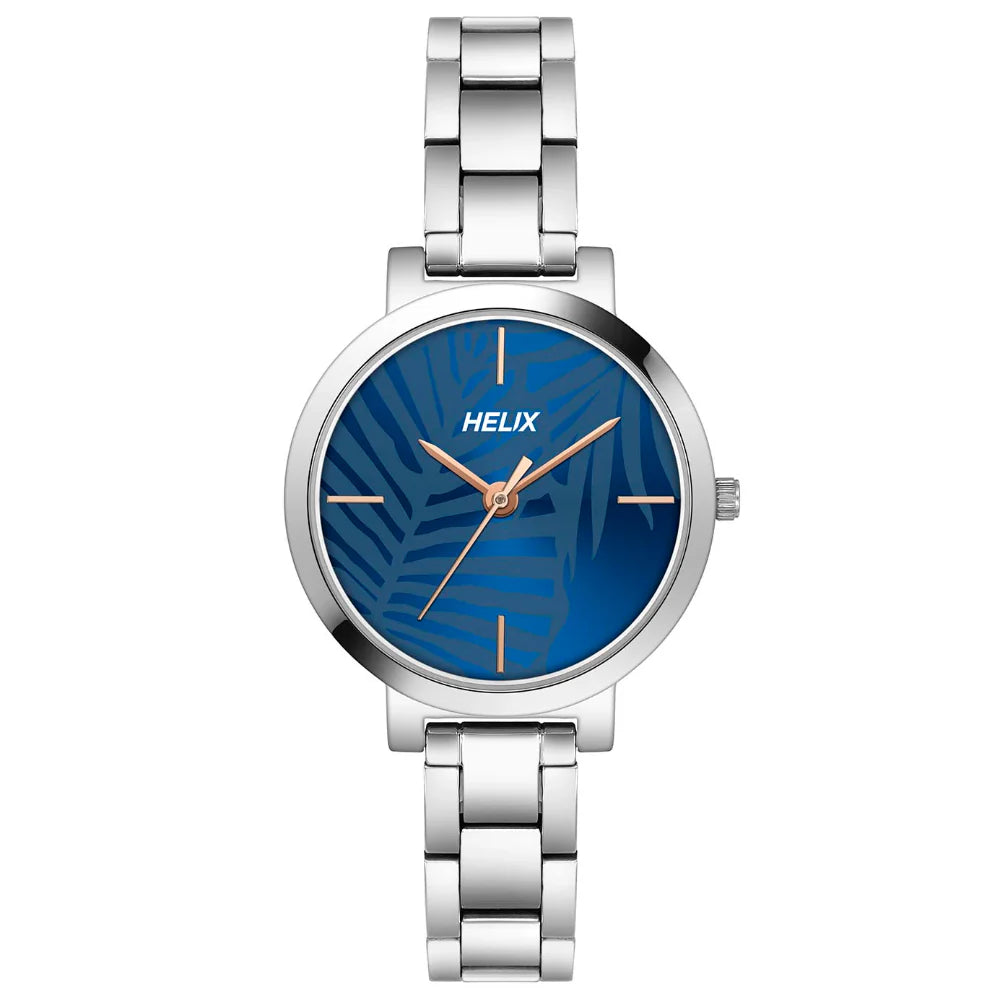 Helix By Timex Blue Round Analog Stainless Steel Watch Women -TW041HL17