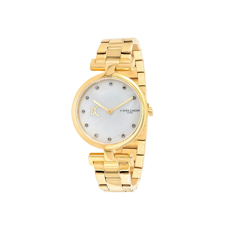 Madeleine Mother of Pearl Dial Gold Metal Link Band Watch