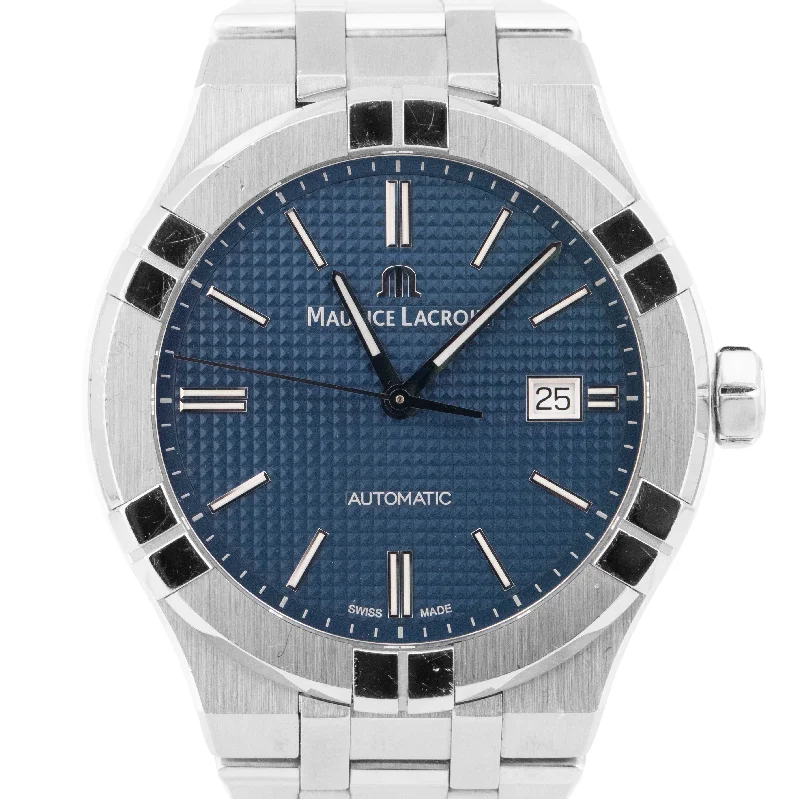 Maurice Lacroix Aikon Automatic Date 42mm Stainless Steel Blue Watch AI6008 BOX