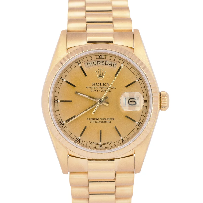 MINT 1988 Rolex Day-Date President Champagne 36mm 18K Yellow Gold Watch 18038