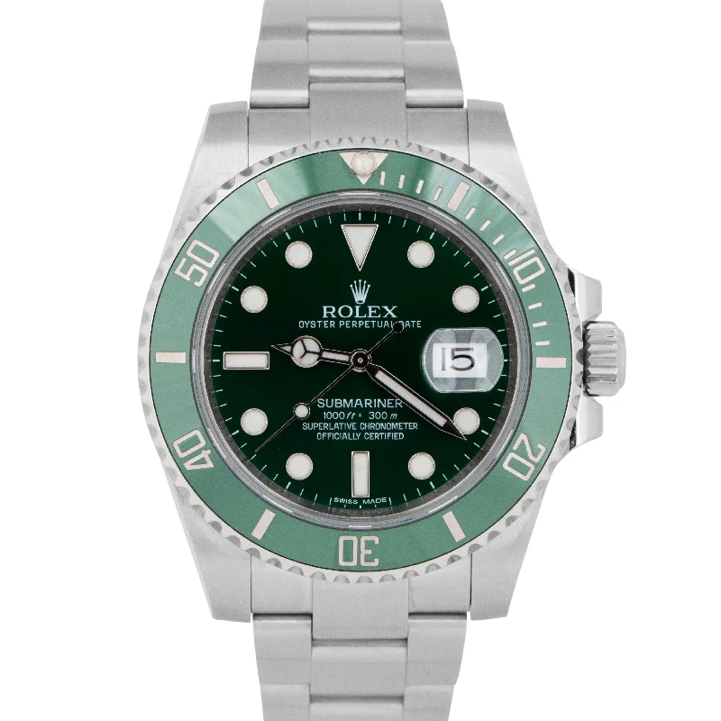 MINT 2018 PAPERS Rolex Submariner Date HULK Green Steel Watch 40mm 116610 LV BOX