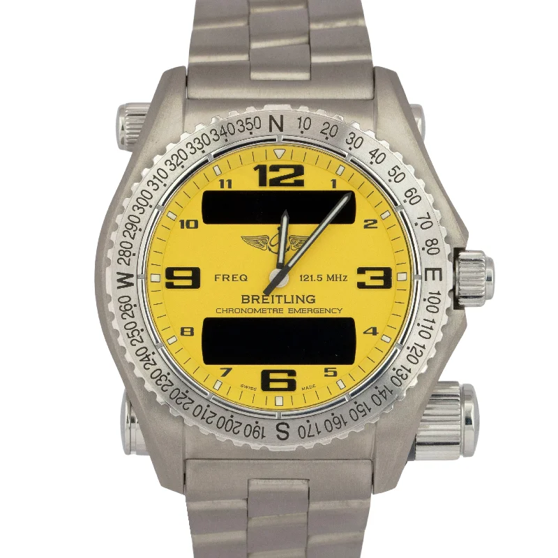 MINT Breitling Emergency Chronograph YELLOW Titanium 43mm E76321 Watch BOX