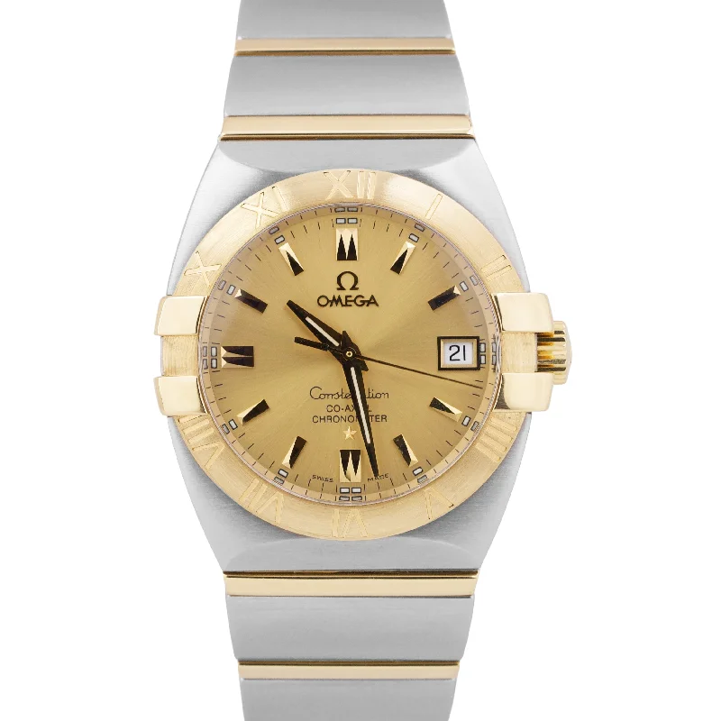 MINT Omega Constellation 18k Gold Steel CHAMPAGNE 35mm 123.20.35.20.08.001 BOX