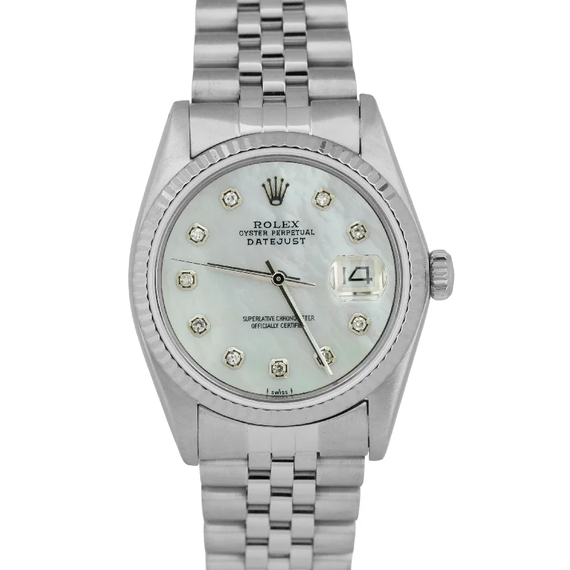 MINT Rolex DateJust 36mm MOTHER OF PEARL DIAMOND 18K Gold Steel JUBILEE 16014