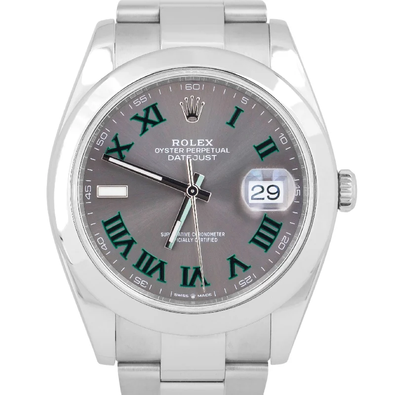 MINT Rolex DateJust WIMBLEDON Stainless Steel Oyster Roman 41mm Watch 126300