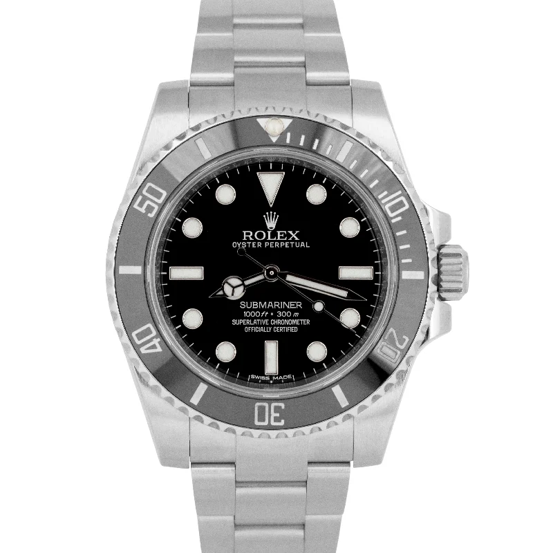 MINT Rolex Submariner No-Date Ceramic 40mm Oyster Stainless Steel Watch 114060