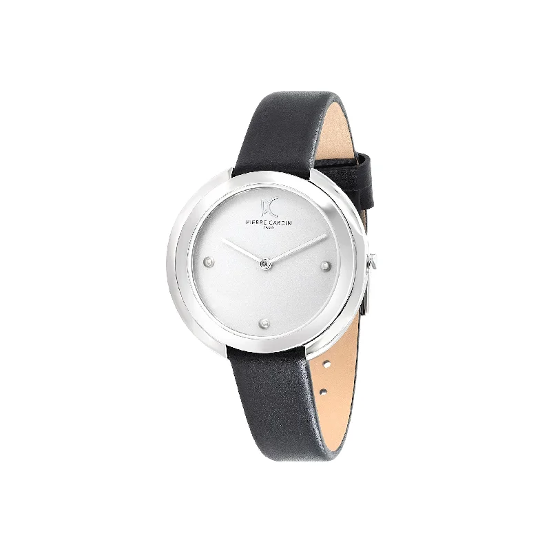 Montmartre Silver Watch with Black Leather Strap