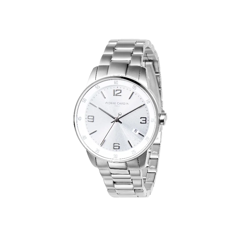 Montrouge Opulent watch with Silver Dial and Metal Links Strap