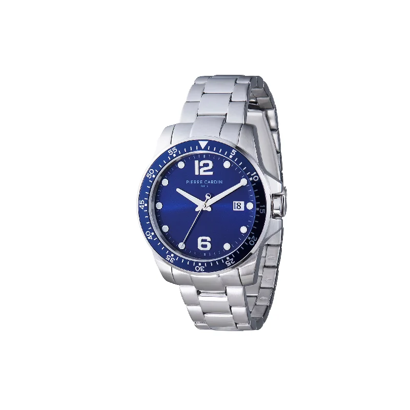 Nation Éclat watch with date and Dark Blue Dial with Metal Band