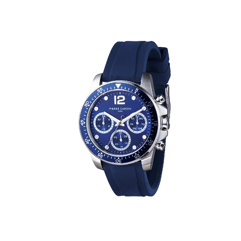 Nation Swank Multifunction watch with Blue Dial with Blue Bezel with a Rubber Strap