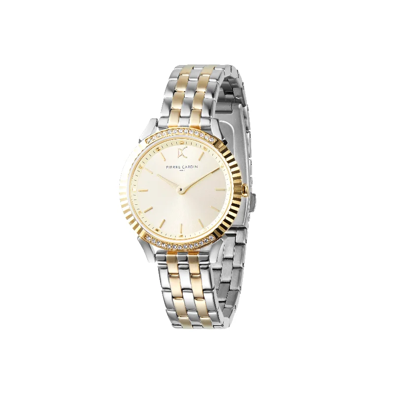 Pigalle Simplicity Two Tone Gold and Steel Watch with Crystals