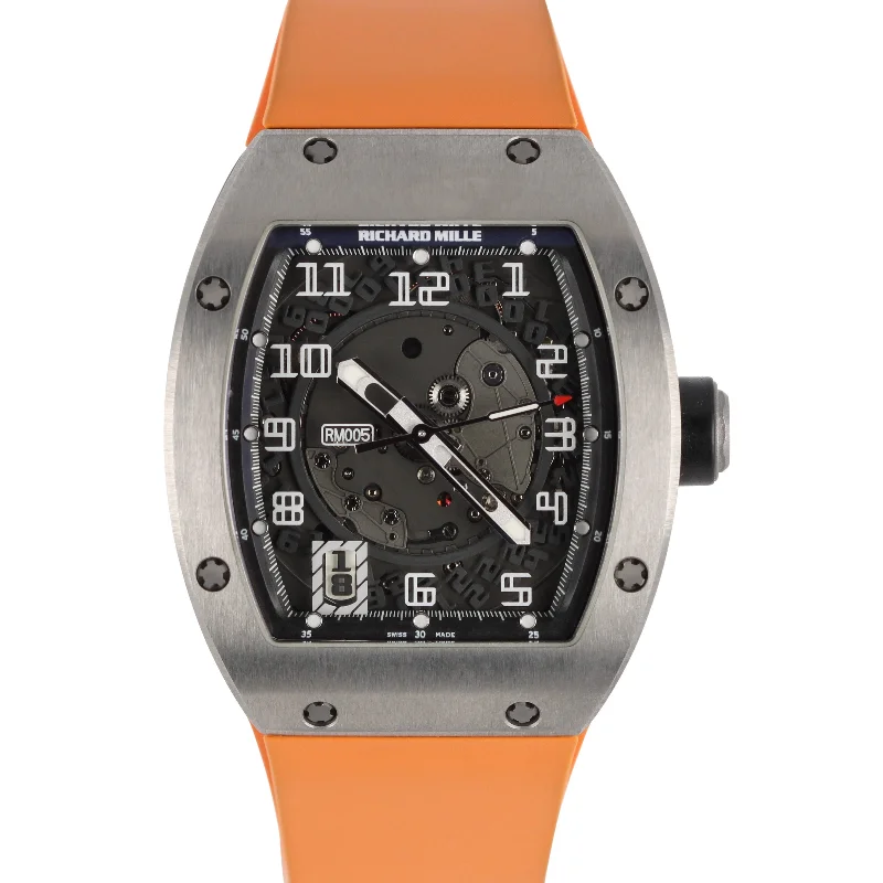 Richard Mille RM005 Titanium Skeleton 38mm Automatic Orange Rubber Watch