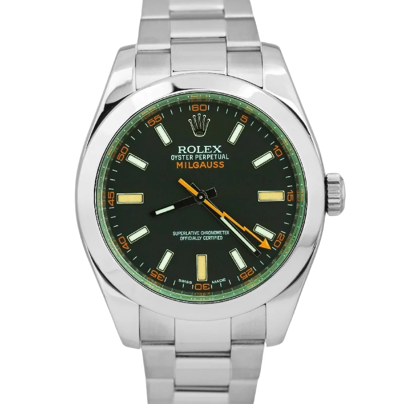 Rolex Milgauss Stainless Steel BLACK Green 40mm Oyster 116400GV Watch