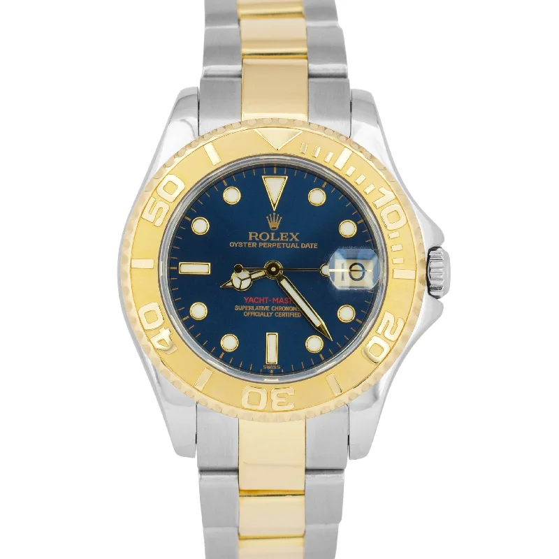 Rolex Yacht-Master Two-Tone 35mm BLUE Steel 18K Yellow Gold Midsize 68623 Watch