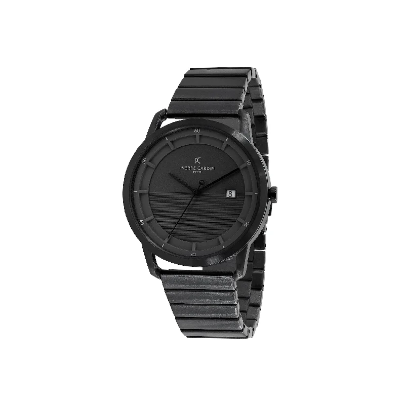 St. Germain Lines Watch with Black Dial, Black Case and Metal Links Strap