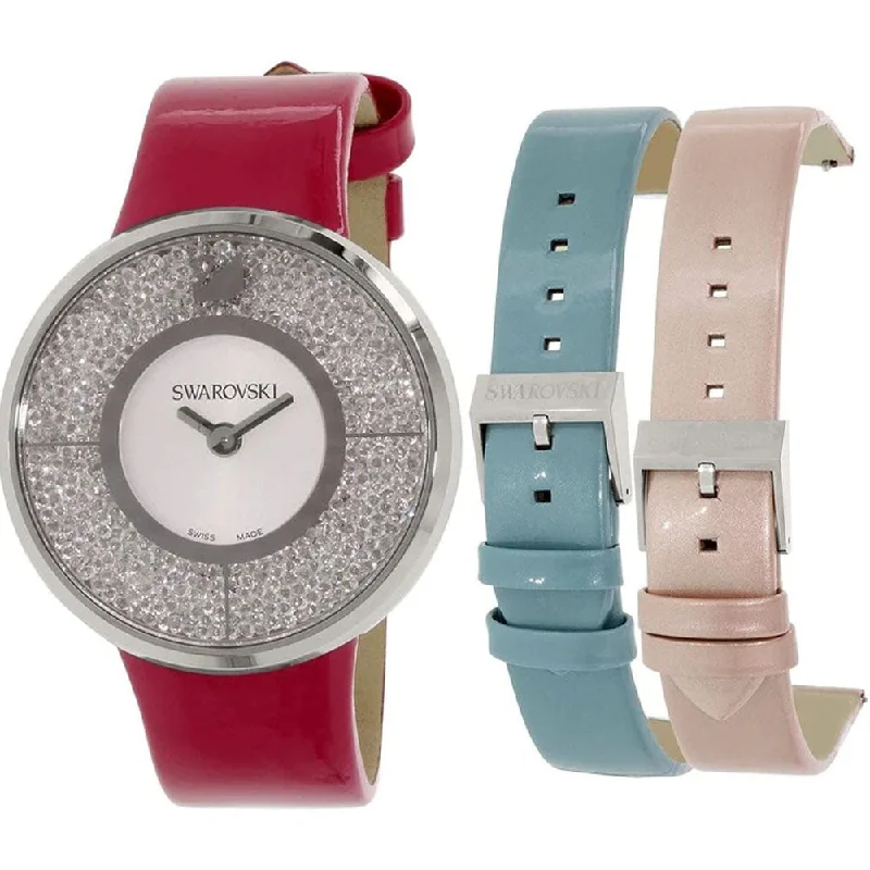 Swarovski Women's 5096698 'Crystalline' Interchangeable Straps Crystal Pink And White Leather Watch