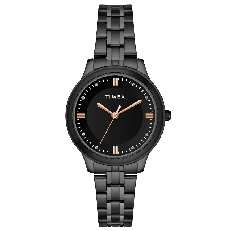 Timex 3 Hands Women Analog Black Dial Coloured Quartz Watch, Round Dial With 30 Mm Case Width - TWEL149SMU04