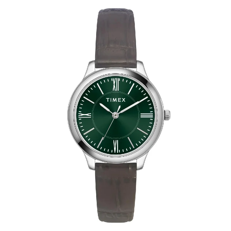 Timex 3 Hands Women Analog Green Dial Coloured Quartz Watch, Round Dial With 30 Mm Case Width - TWEL149SMU07