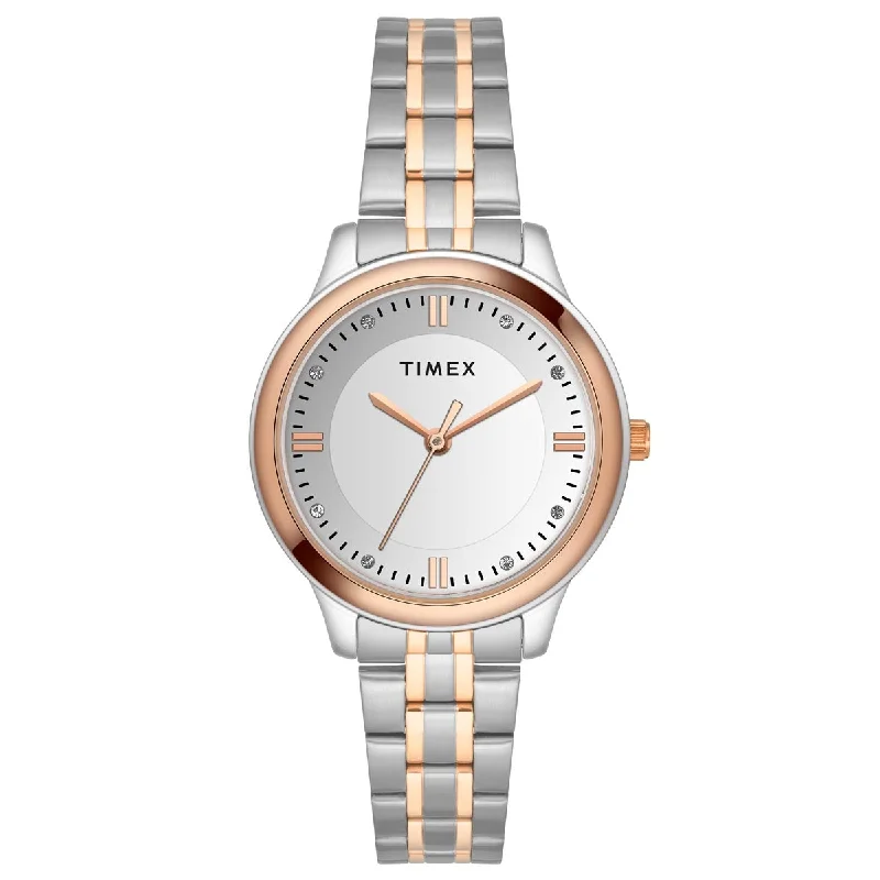 Timex 3 Hands Women Analog Silver Dial Coloured Quartz Watch, Round Dial With 30 Mm Case Width - TWEL149SMU03