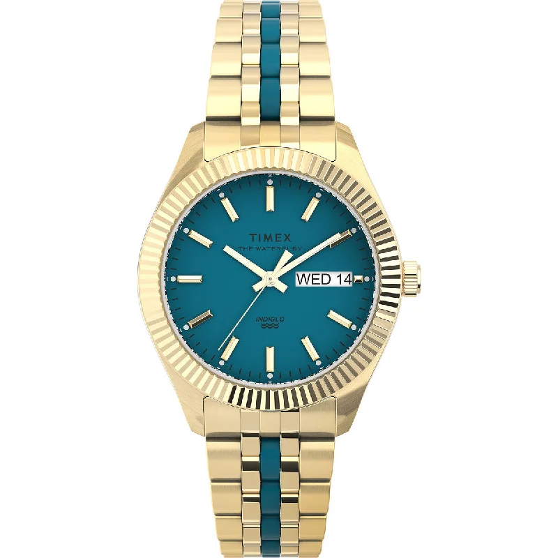 Timex 3 Hands Women's Analog Blue Dial Coloured Quartz Watch, Round Dial With 36 Mm Case Width - TW2U82600UJ