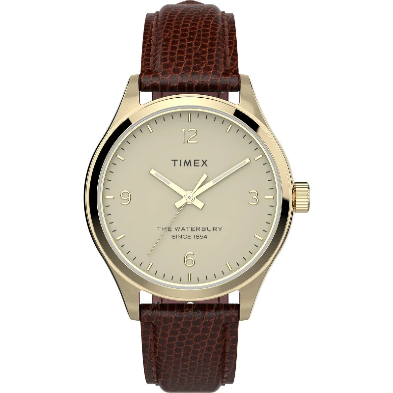 Timex 3 Hands Women's Analog Cream Dial Coloured Quartz Watch, Round Dial With 34 Mm Case Width - TW2U97800UJ