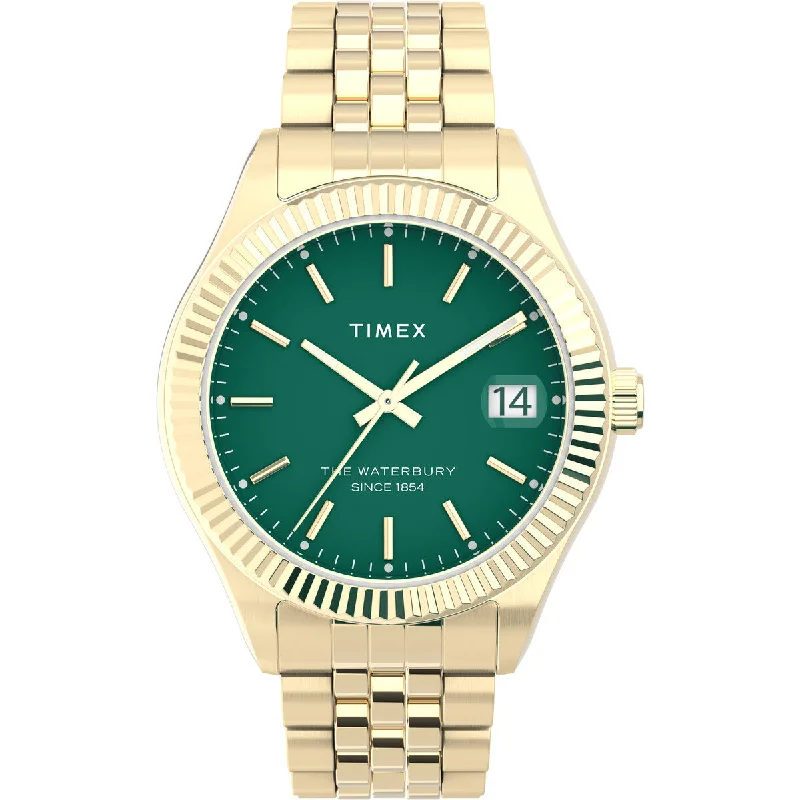 Timex 3 Hands Women's Analog Green Dial Coloured Quartz Watch, Round Dial With 34 Mm Case Width - TW2V31700UJ