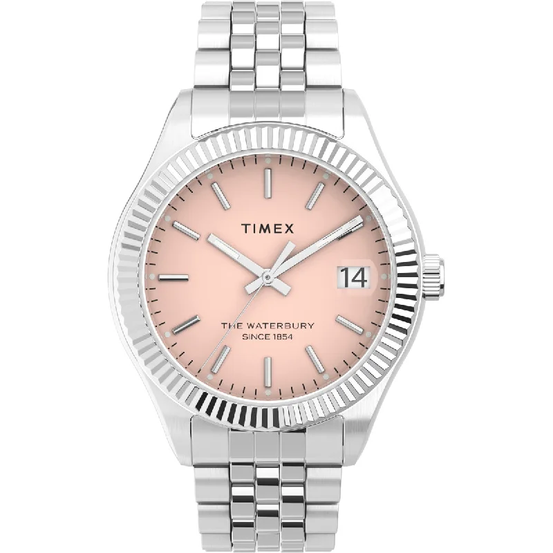 Timex 3 Hands Women's Analog Pink Dial Coloured Quartz Watch, Round Dial With 34 Mm Case Width - TW2V31500UJ