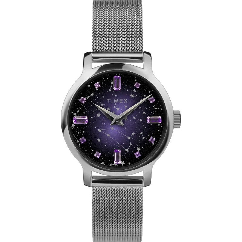 Timex 3 Hands Women's Analog Purple Dial Coloured Quartz Watch, Round Dial With 31 Mm Case Width - TW2V52000UJ