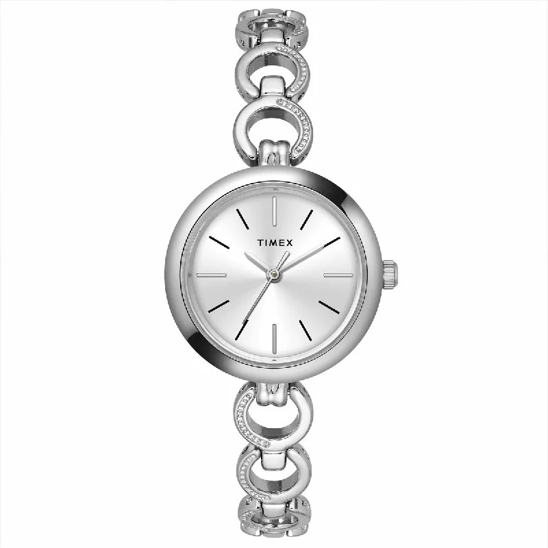 Timex Classics Collection Premium Quality Women's Analog Silver Dial Coloured Quartz Watch, Round Dial With 26mm Case Width - TWEL11432