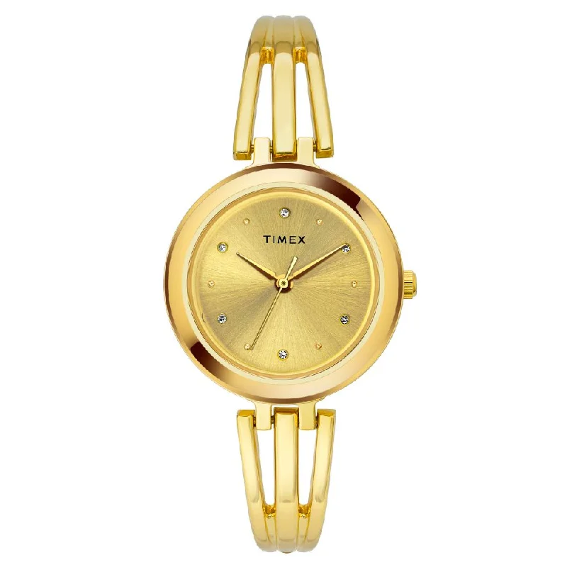 Timex Classics Women's Champagne Dial Round Case 3 Hands Function Watch -TWTL10304