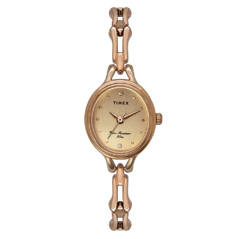 Timex Classics Women's Rose Gold Dial Oval Case 3 Hands Function Watch -TW0TL9309