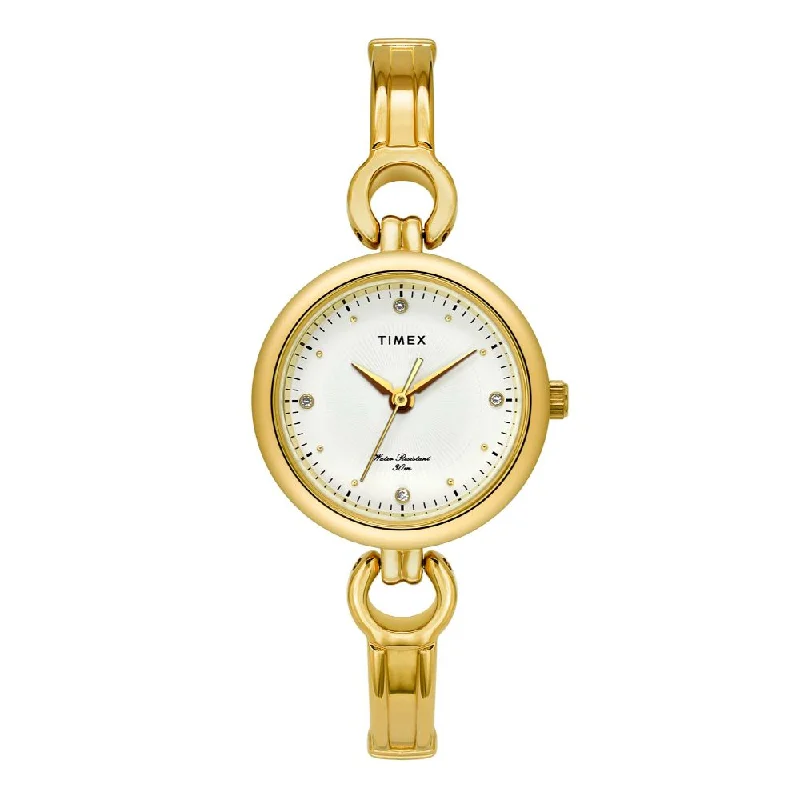 Timex Classics Women's White Dial Round Case 3 Hands Function Watch -TWEL11422