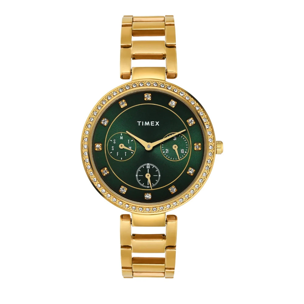 Timex Cosmic Awe Women Multifunction Round Dial Green Watch - TWEL18700