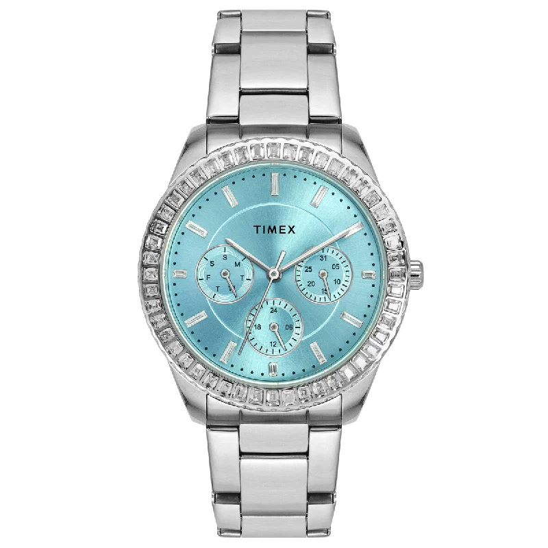 Timex E-Class Premium-Sport Collection Multifunction Women Analog Blue Dial Coloured Quartz Watch, Round Dial With 36 Mm Case Width - TWEL16800